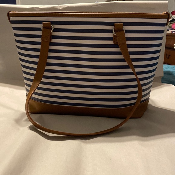 Handbags - Navy blue and White striped purse
